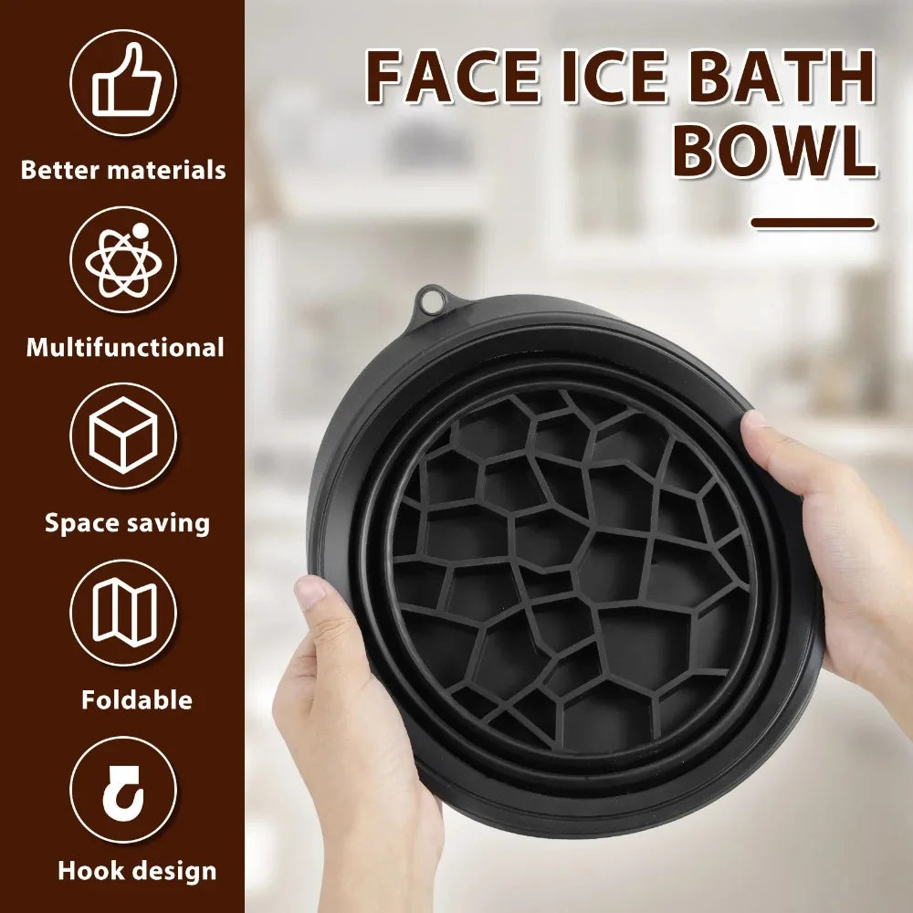Foldable Face Ice Bath Bowl Facials Plunge Washbasin Silicone Portable Travel Home Skincare Ice Facials Bath